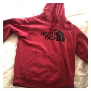 RED NORTH FACE HOODIE LARGE